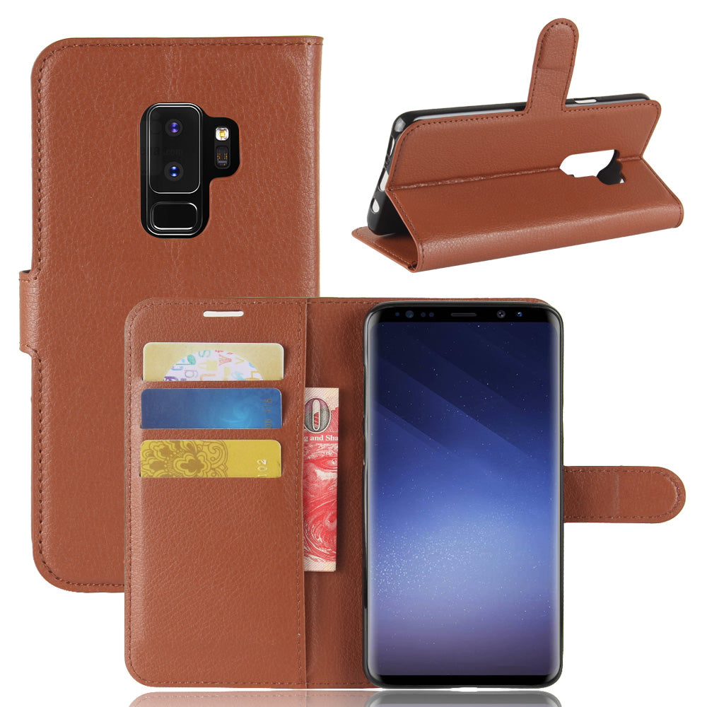 Litchi Skin Magnetic Leather Stand Cover for Samsung Galaxy S9+ G965 Wallet Design Phone Case