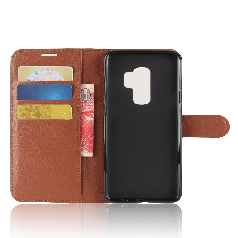 Litchi Skin Magnetic Leather Stand Cover for Samsung Galaxy S9+ G965 Wallet Design Phone Case