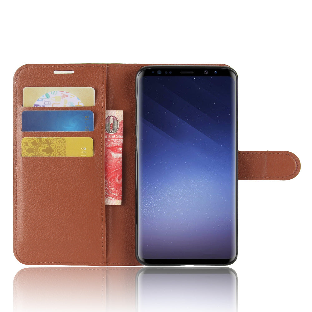 Litchi Skin Magnetic Leather Stand Cover for Samsung Galaxy S9+ G965 Wallet Design Phone Case
