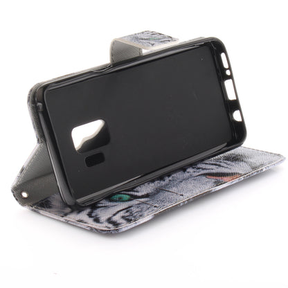 Patterned PU Leather Wallet Stand Protective Mobile Phone Shell for Samsung Galaxy S9 G960