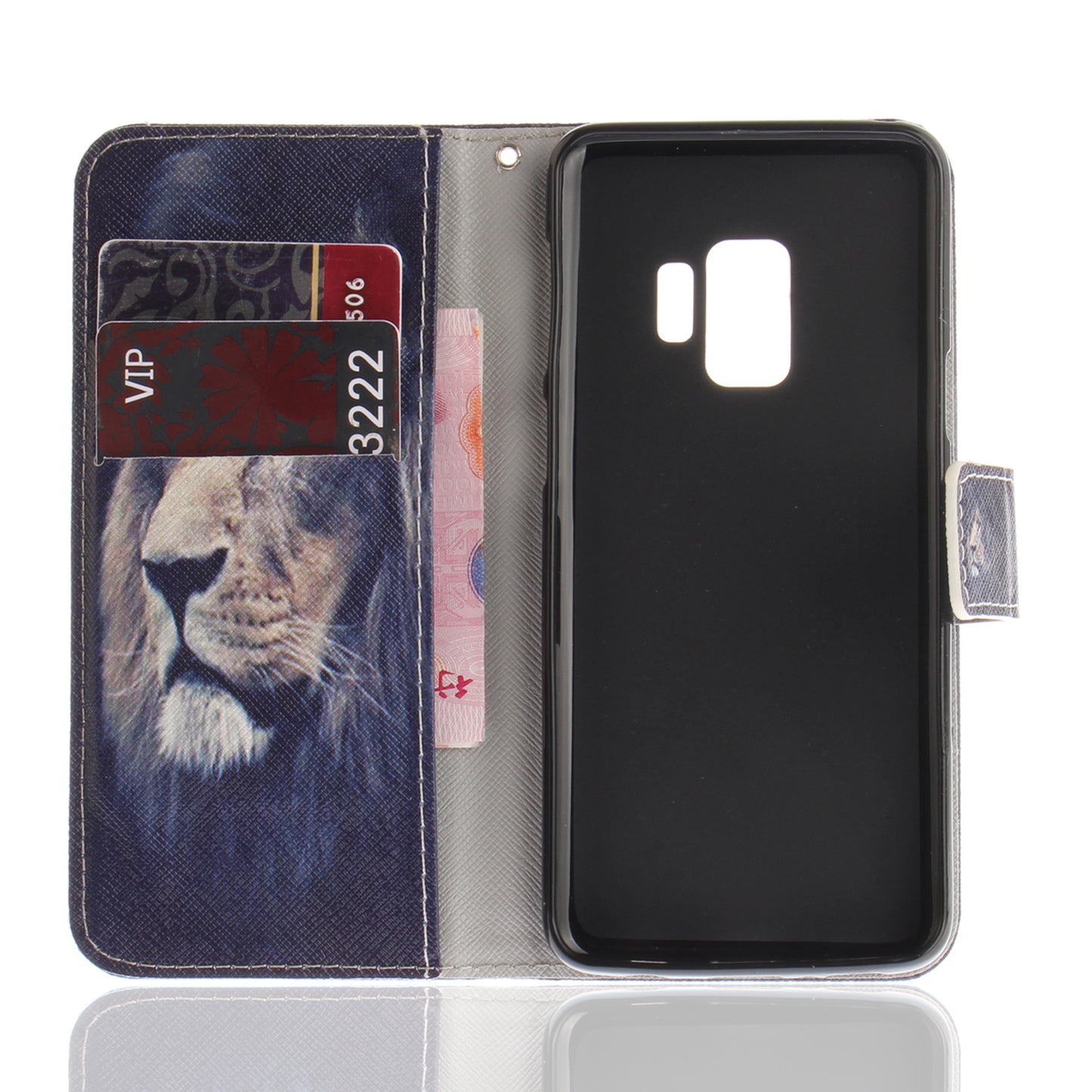 Patterned PU Leather Wallet Stand Protective Mobile Phone Shell for Samsung Galaxy S9 G960