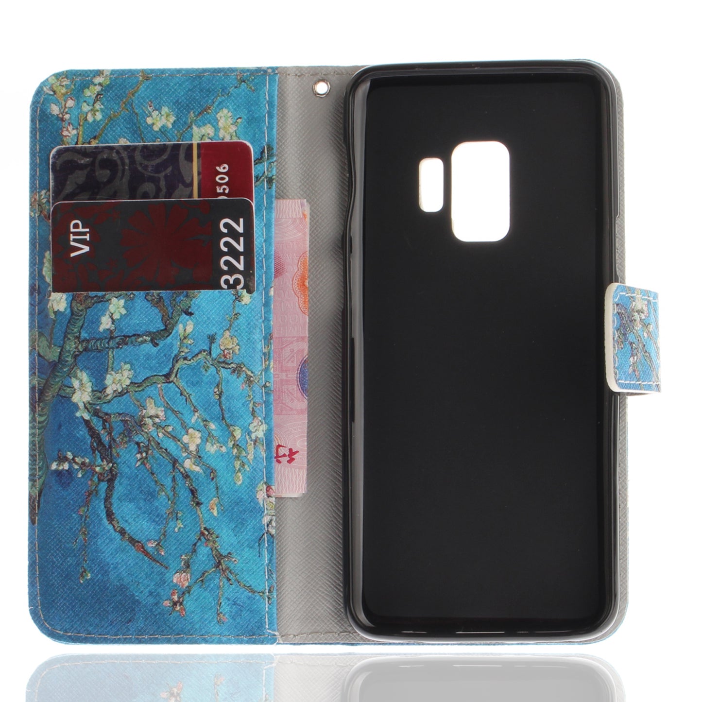 Patterned PU Leather Wallet Stand Protective Mobile Phone Shell for Samsung Galaxy S9 G960