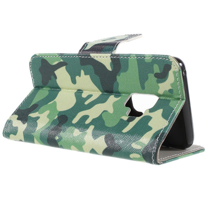 Pattern Printing Cross Texture Stand Wallet Leather Casing for Samsung Galaxy S9 G960