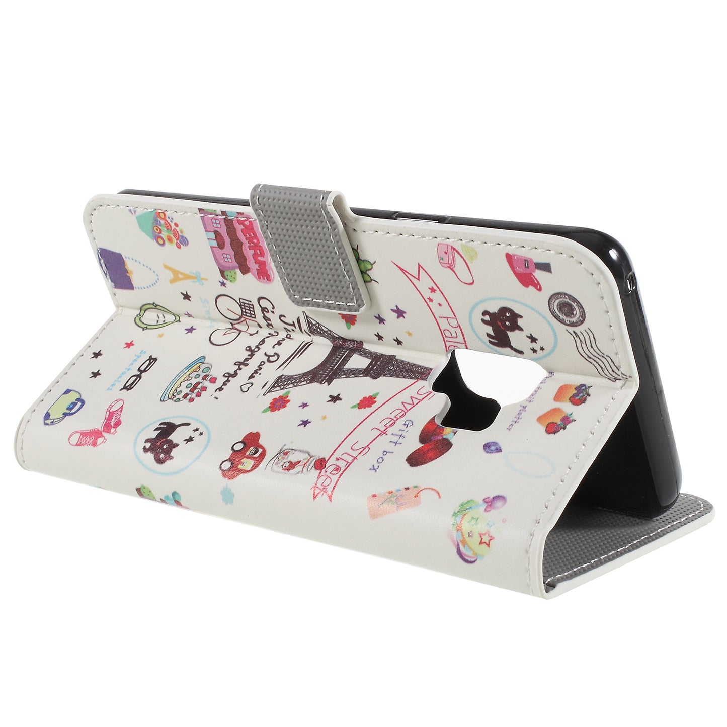 Pattern Printing PU Leather Magnetic Wallet Stand Protective Phone Casing for Samsung Galaxy S9