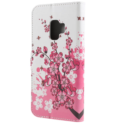 Pattern Printing PU Leather Magnetic Wallet Stand Protective Phone Casing for Samsung Galaxy S9