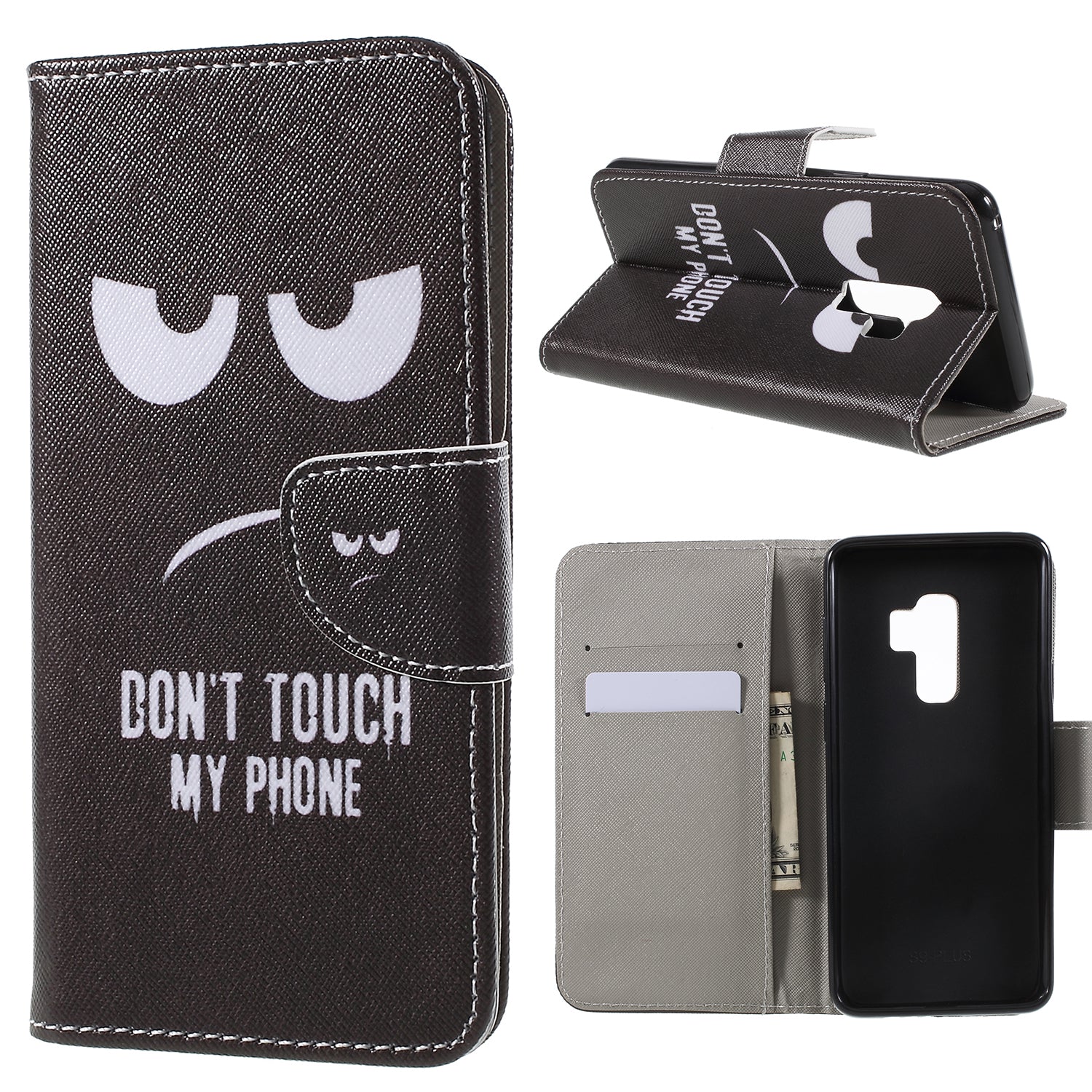 Pattern Printing Cross Grain Stand Wallet Leather Cell Phone Shell for Samsung Galaxy S9 Plus