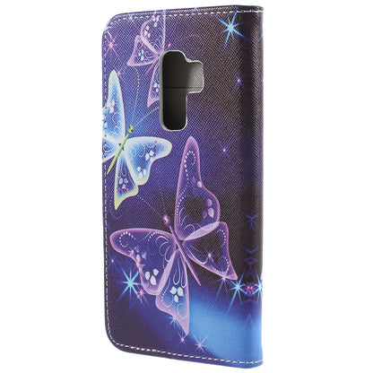 Pattern Printing Cross Grain Stand Wallet Leather Cell Phone Shell for Samsung Galaxy S9 Plus