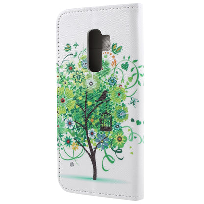 Pattern Printing Cross Grain Stand Wallet Leather Cell Phone Shell for Samsung Galaxy S9 Plus