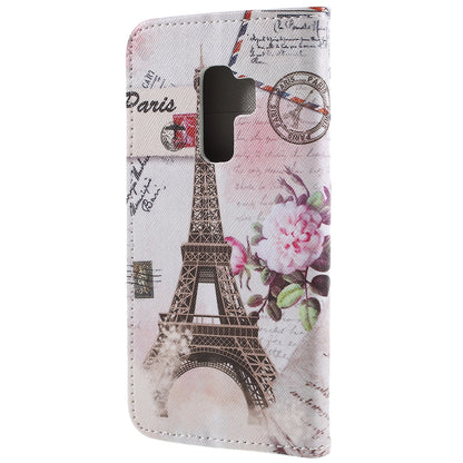 Pattern Printing Cross Grain Stand Wallet Leather Cell Phone Shell for Samsung Galaxy S9 Plus