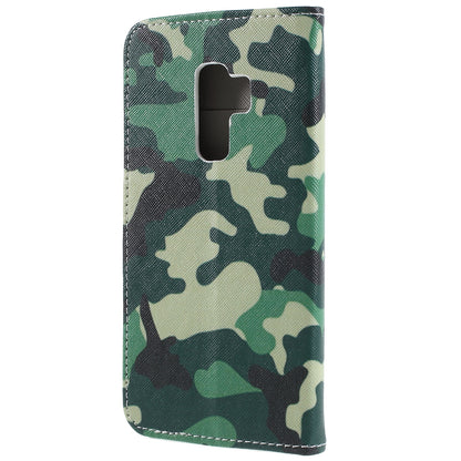 Pattern Printing Cross Grain Stand Wallet Leather Cell Phone Shell for Samsung Galaxy S9 Plus