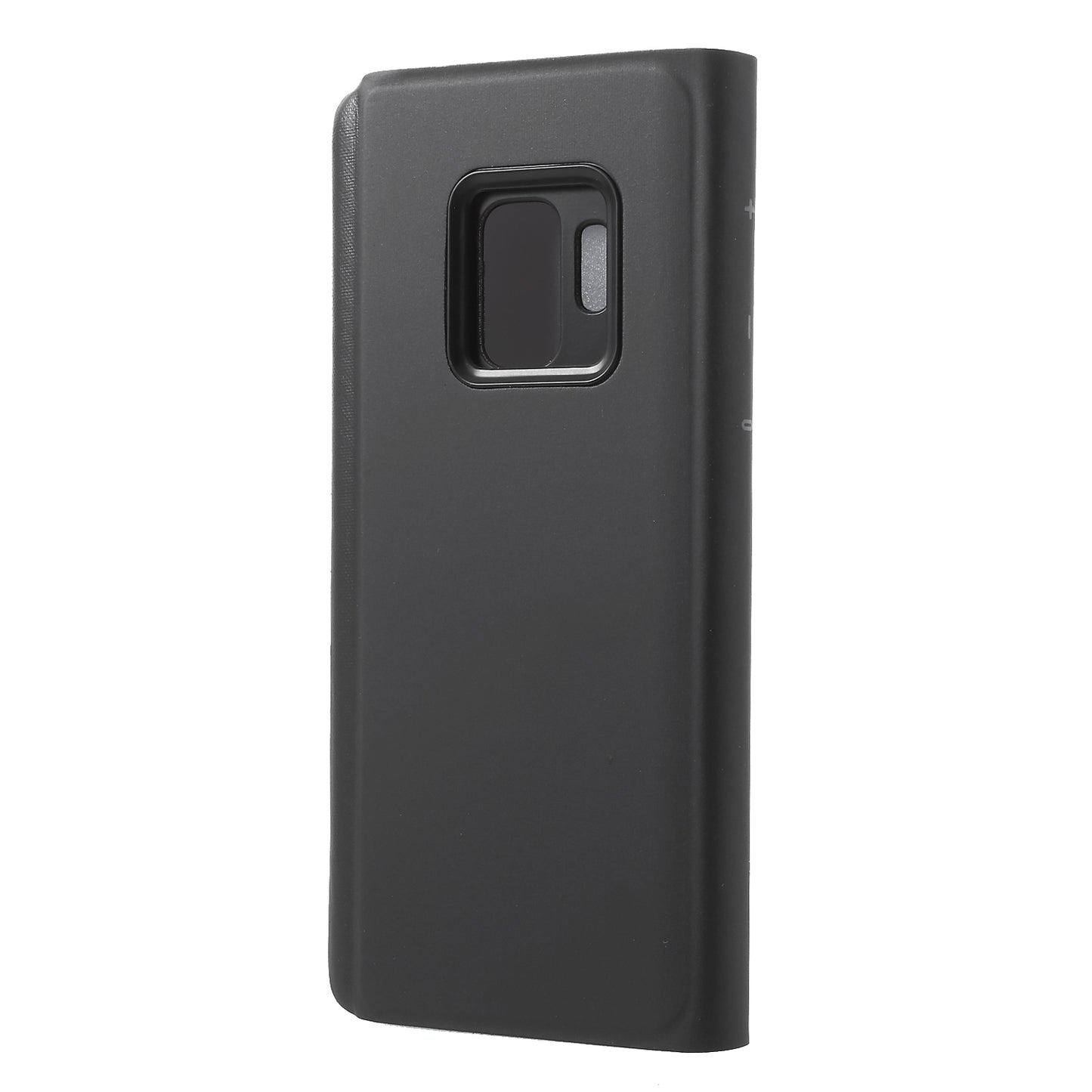For Samsung Galaxy S9 G960 Plated Mirror Surface Information Viewing Stand Leather Smart Shell