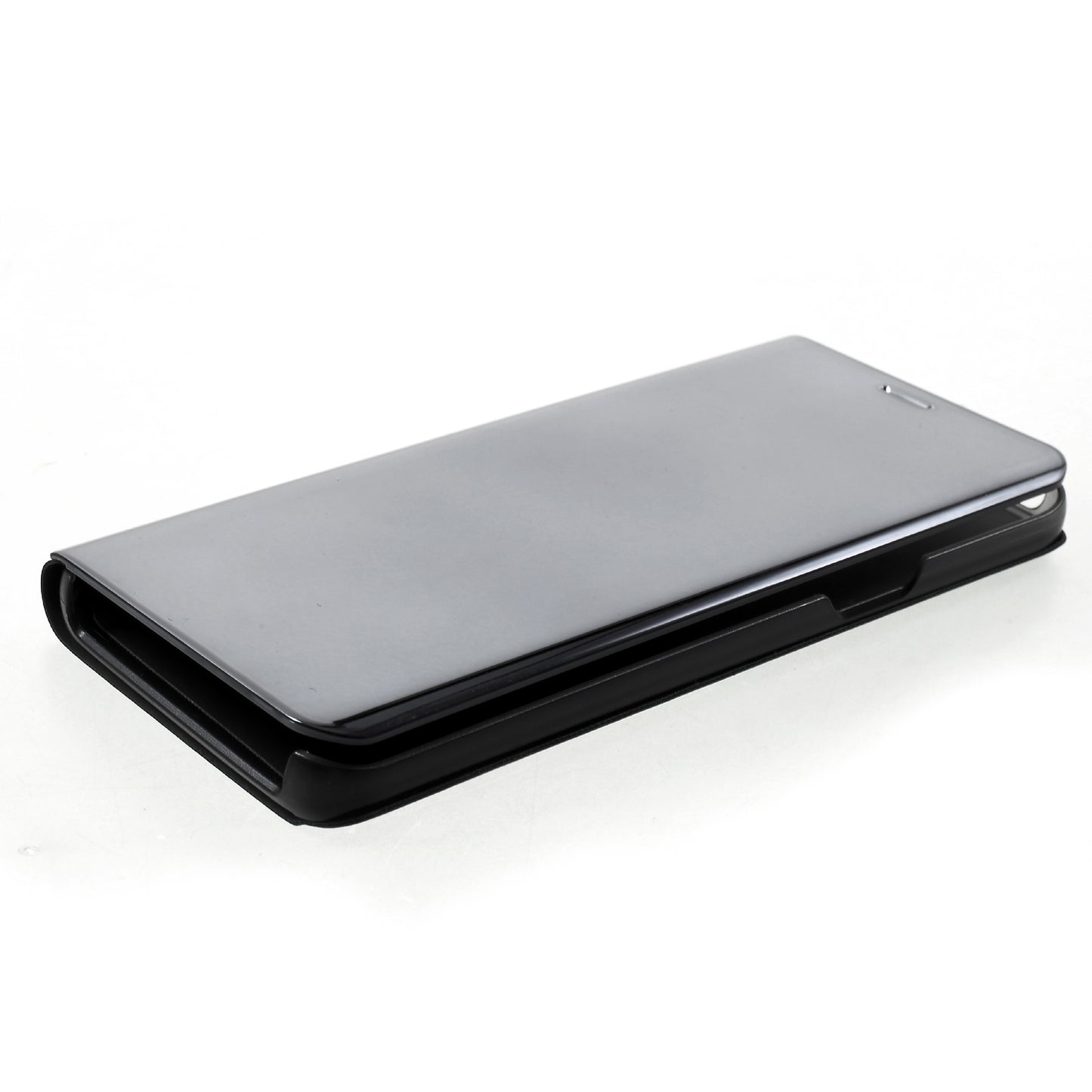 For Samsung Galaxy S9 G960 Plated Mirror Surface Information Viewing Stand Leather Smart Shell