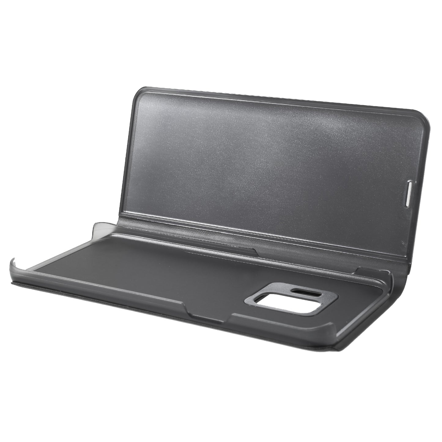For Samsung Galaxy S9 G960 Plated Mirror Surface Information Viewing Stand Leather Smart Shell