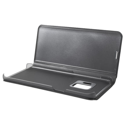 For Samsung Galaxy S9 G960 Plated Mirror Surface Information Viewing Stand Leather Smart Shell