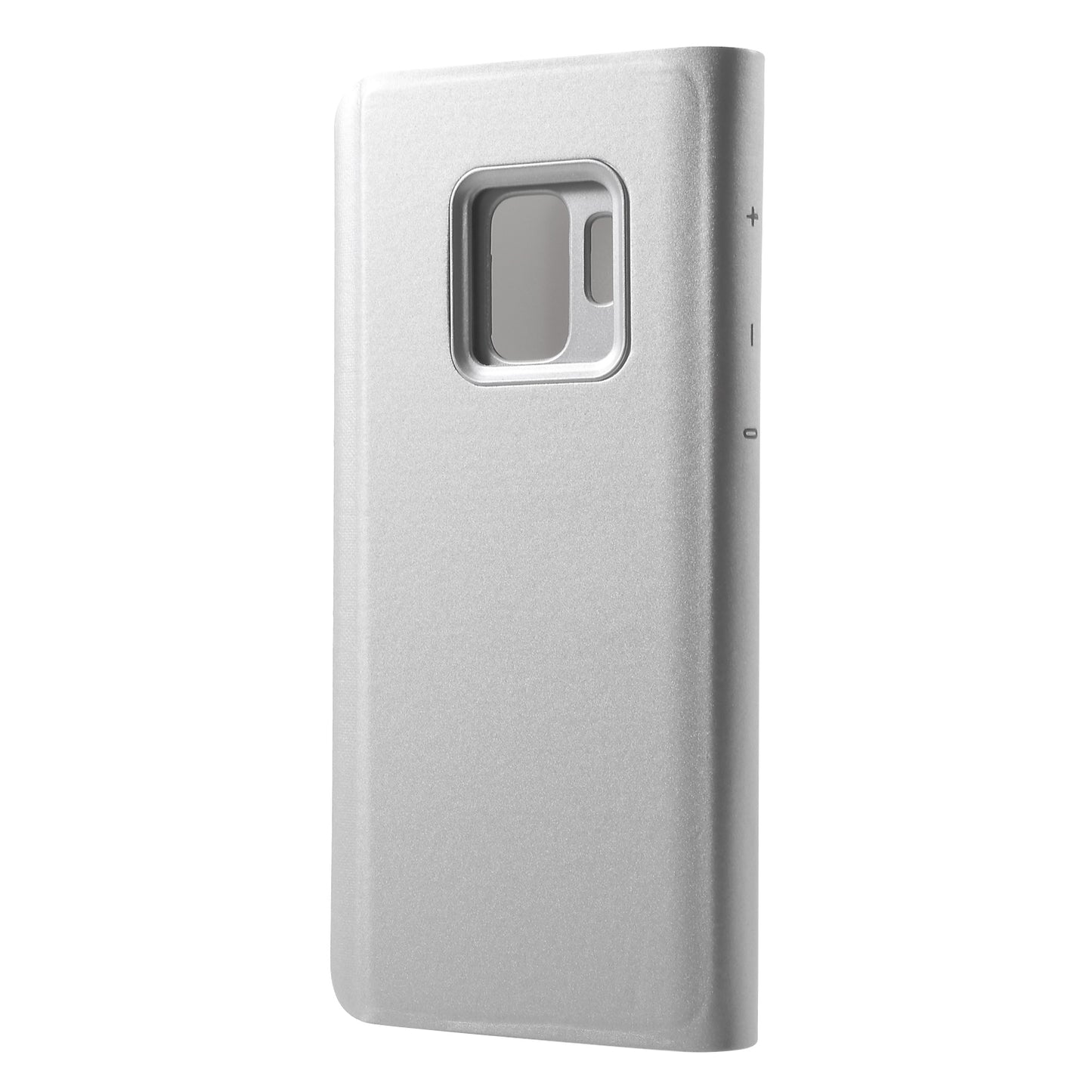 For Samsung Galaxy S9 G960 Plated Mirror Surface Information Viewing Stand Leather Smart Shell