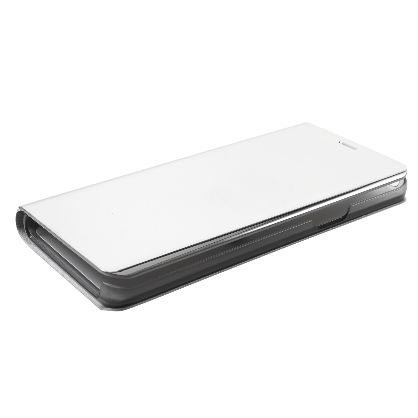 For Samsung Galaxy S9 G960 Plated Mirror Surface Information Viewing Stand Leather Smart Shell