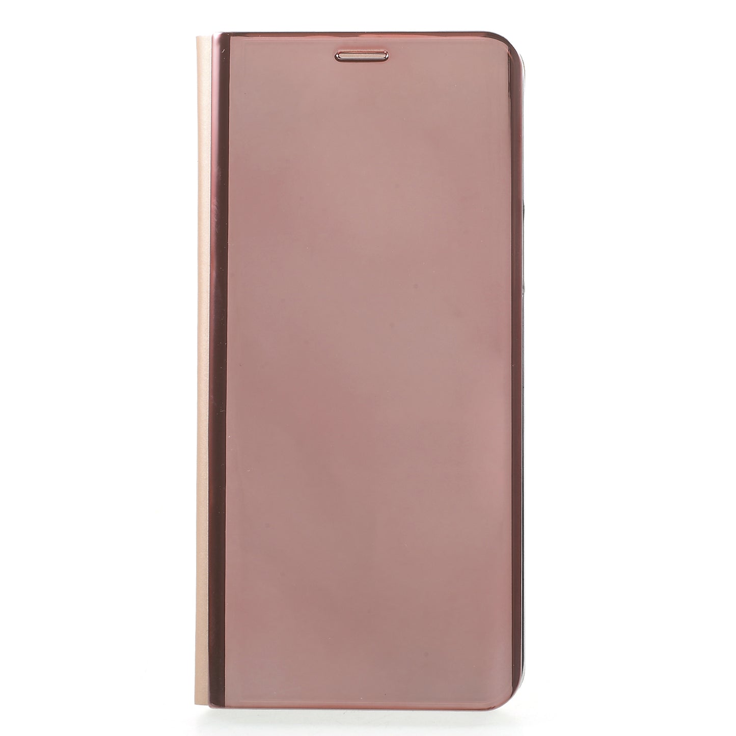 For Samsung Galaxy S9 G960 Plated Mirror Surface Information Viewing Stand Leather Smart Shell