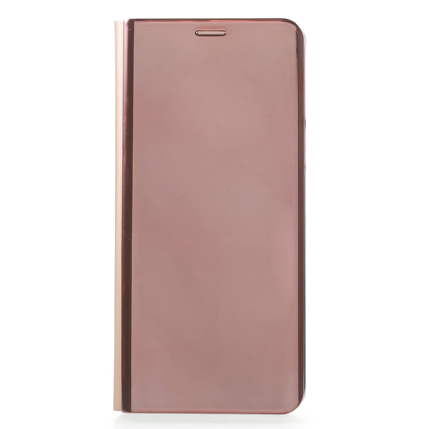 For Samsung Galaxy S9 G960 Plated Mirror Surface Information Viewing Stand Leather Smart Shell