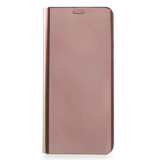 For Samsung Galaxy S9 G960 Plated Mirror Surface Information Viewing Stand Leather Smart Shell
