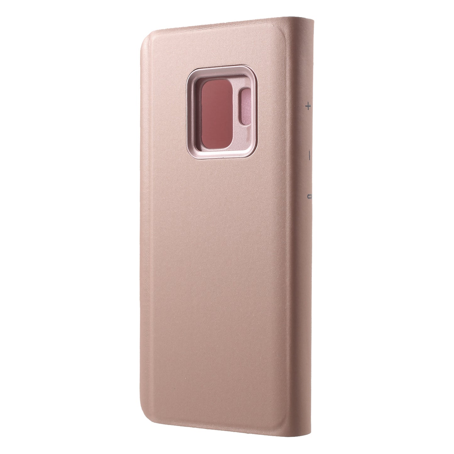For Samsung Galaxy S9 G960 Plated Mirror Surface Information Viewing Stand Leather Smart Shell