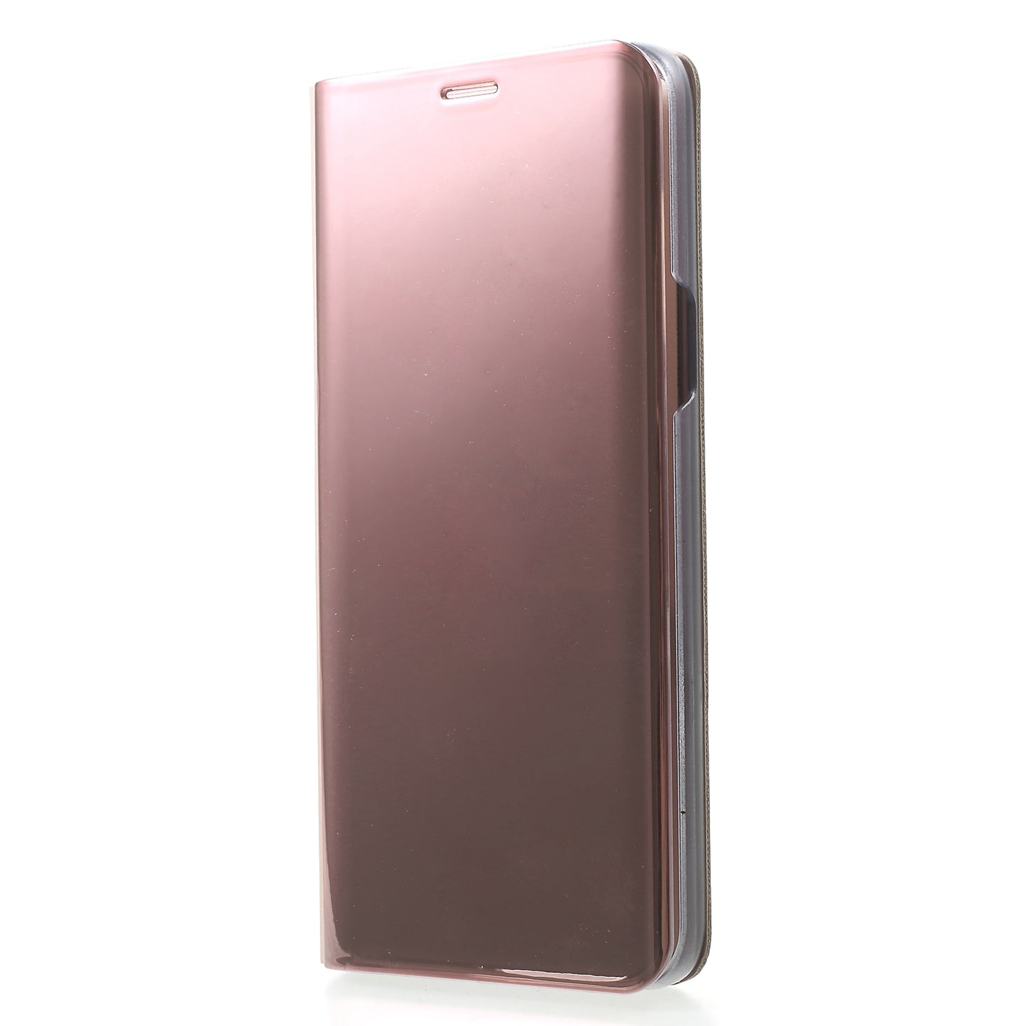 For Samsung Galaxy S9 G960 Plated Mirror Surface Information Viewing Stand Leather Smart Shell