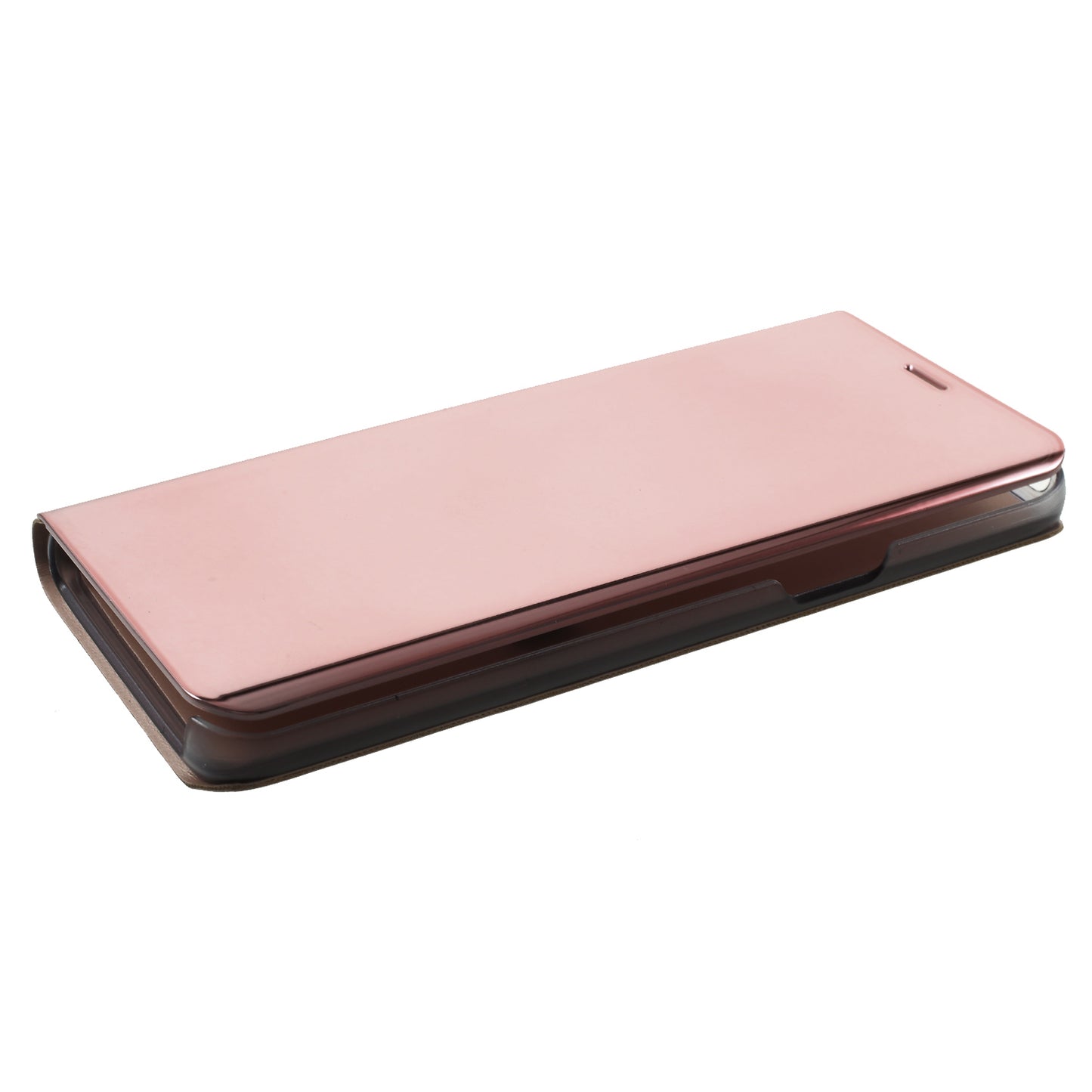 For Samsung Galaxy S9 G960 Plated Mirror Surface Information Viewing Stand Leather Smart Shell