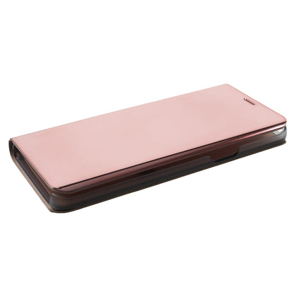 For Samsung Galaxy S9 G960 Plated Mirror Surface Information Viewing Stand Leather Smart Shell
