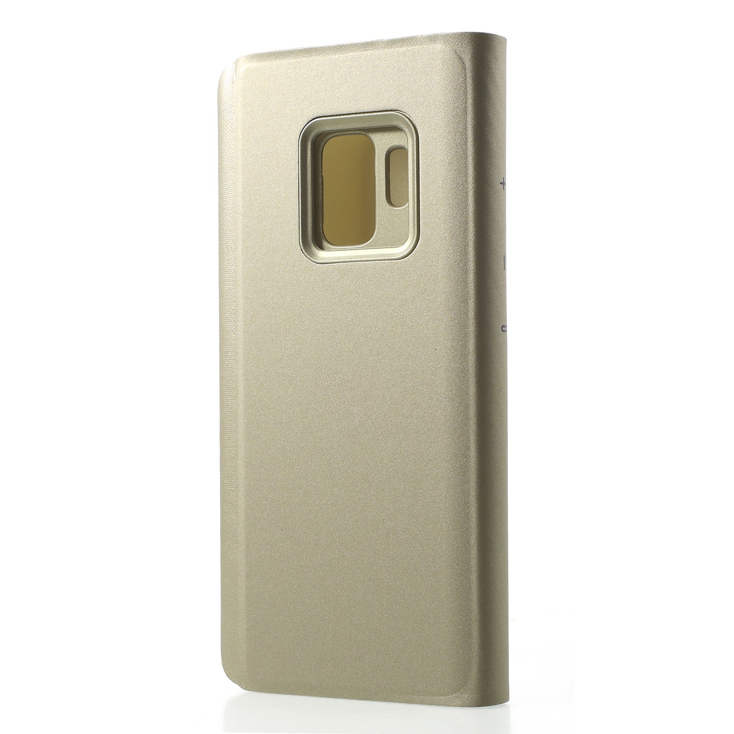 For Samsung Galaxy S9 G960 Plated Mirror Surface Information Viewing Stand Leather Smart Shell