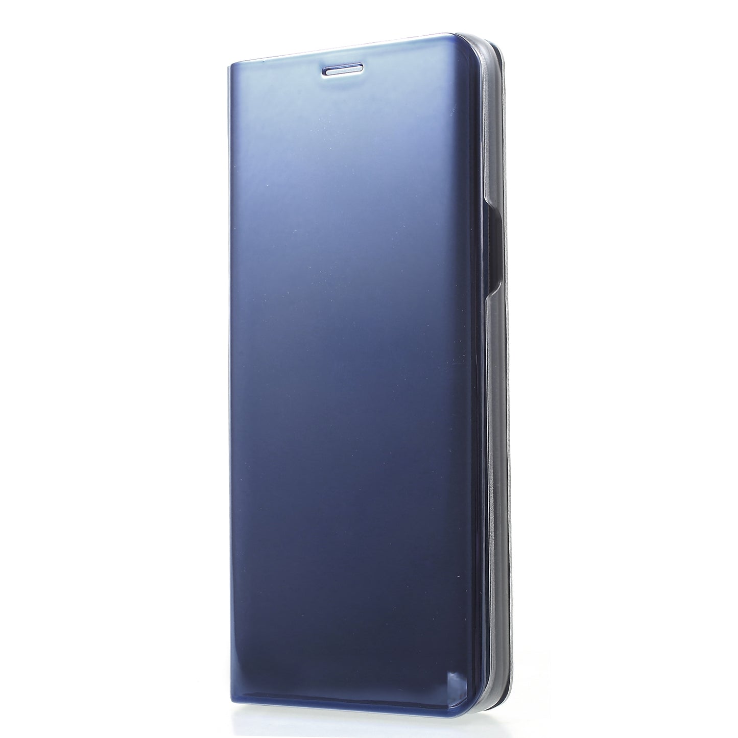 For Samsung Galaxy S9 G960 Plated Mirror Surface Information Viewing Stand Leather Smart Shell