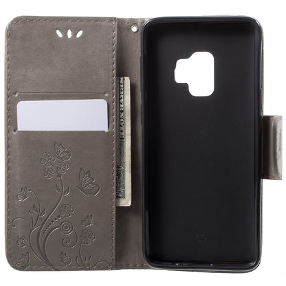 For Samsung Galaxy S9 G960 Imprint Butterfly and Flower Flip Leather Wallet Case
