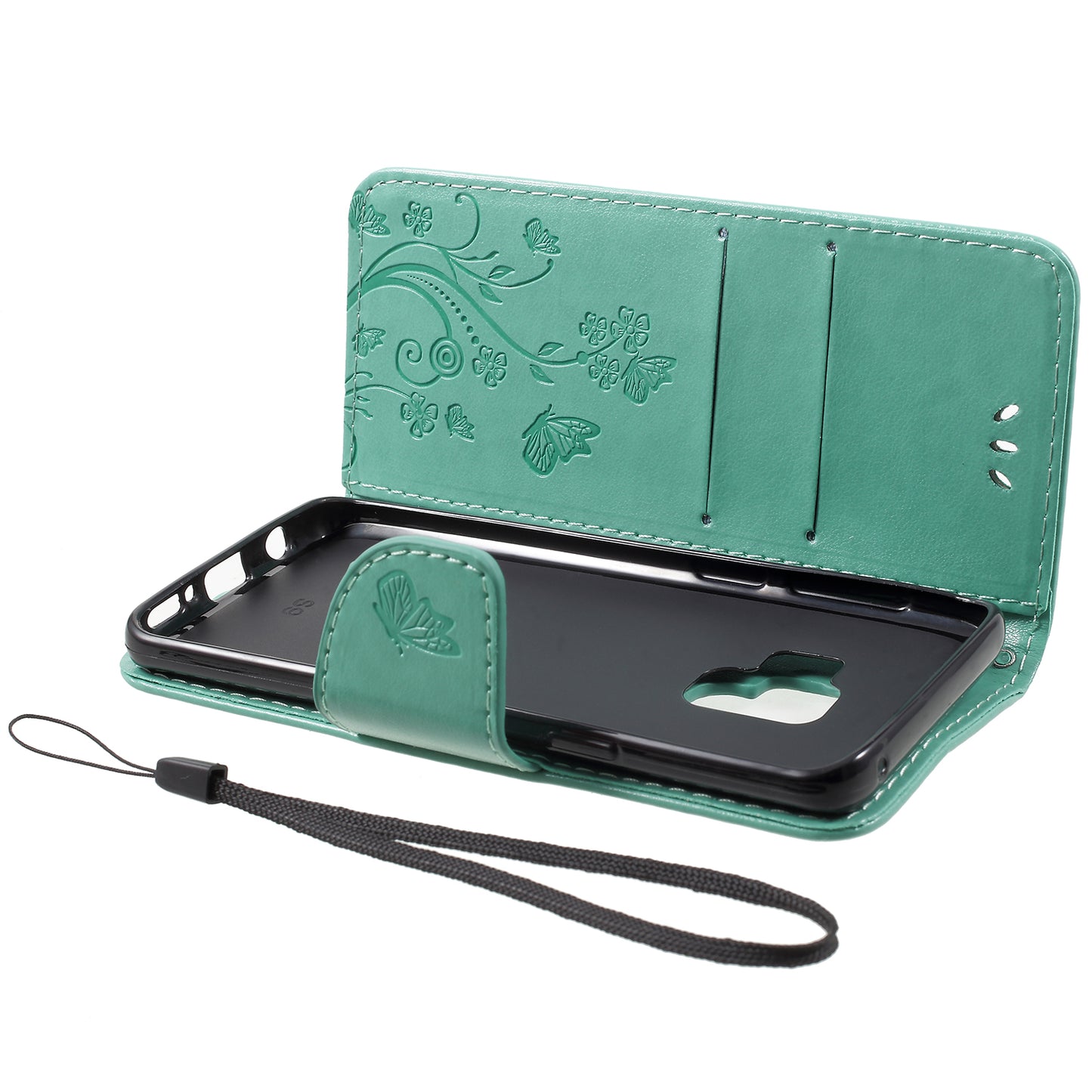 For Samsung Galaxy S9 G960 Imprint Butterfly and Flower Flip Leather Wallet Case