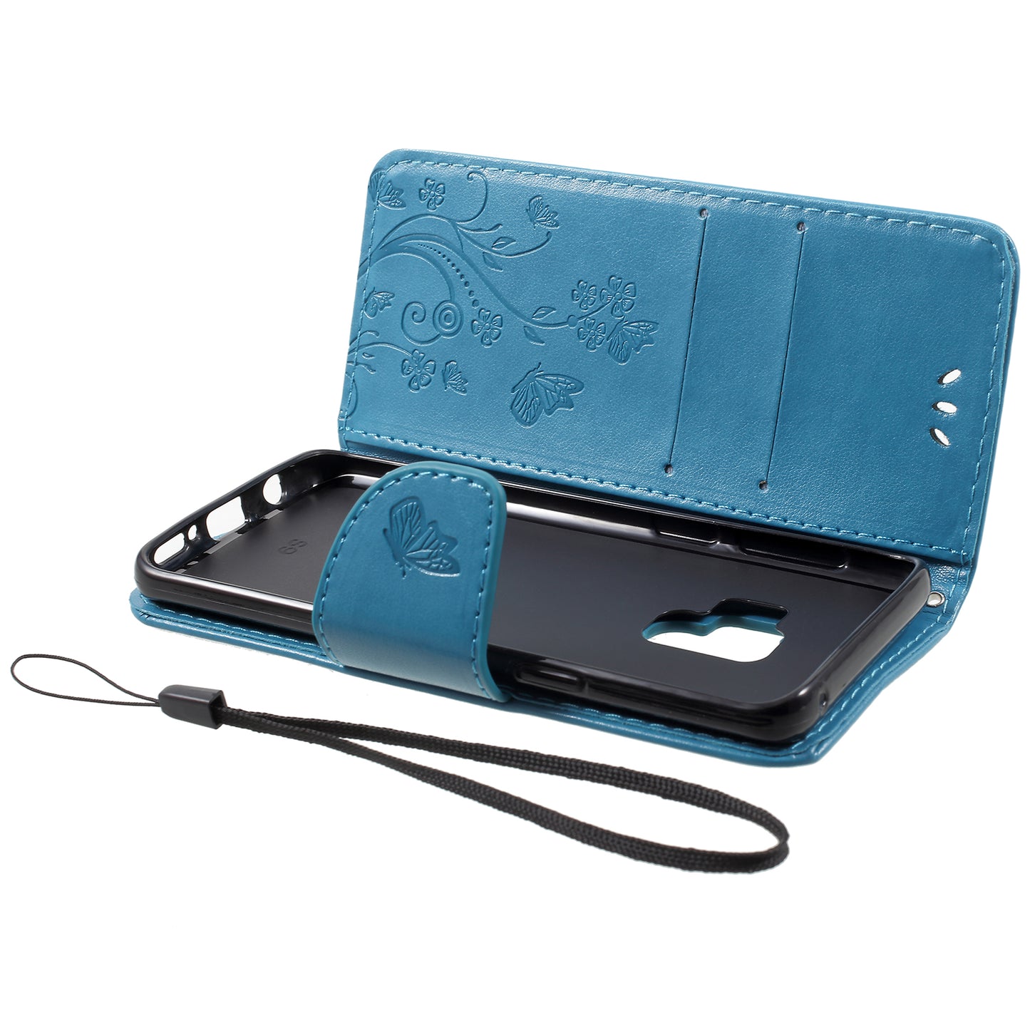 For Samsung Galaxy S9 G960 Imprint Butterfly and Flower Flip Leather Wallet Case