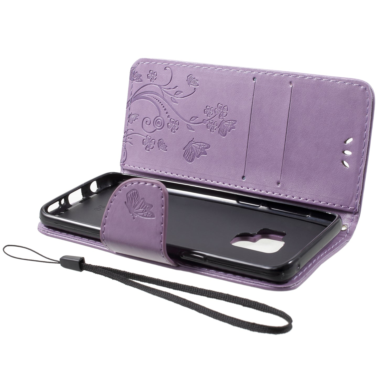 For Samsung Galaxy S9 G960 Imprint Butterfly and Flower Flip Leather Wallet Case