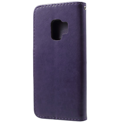 For Samsung Galaxy S9 G960 Imprint Butterfly and Flower Flip Leather Wallet Case