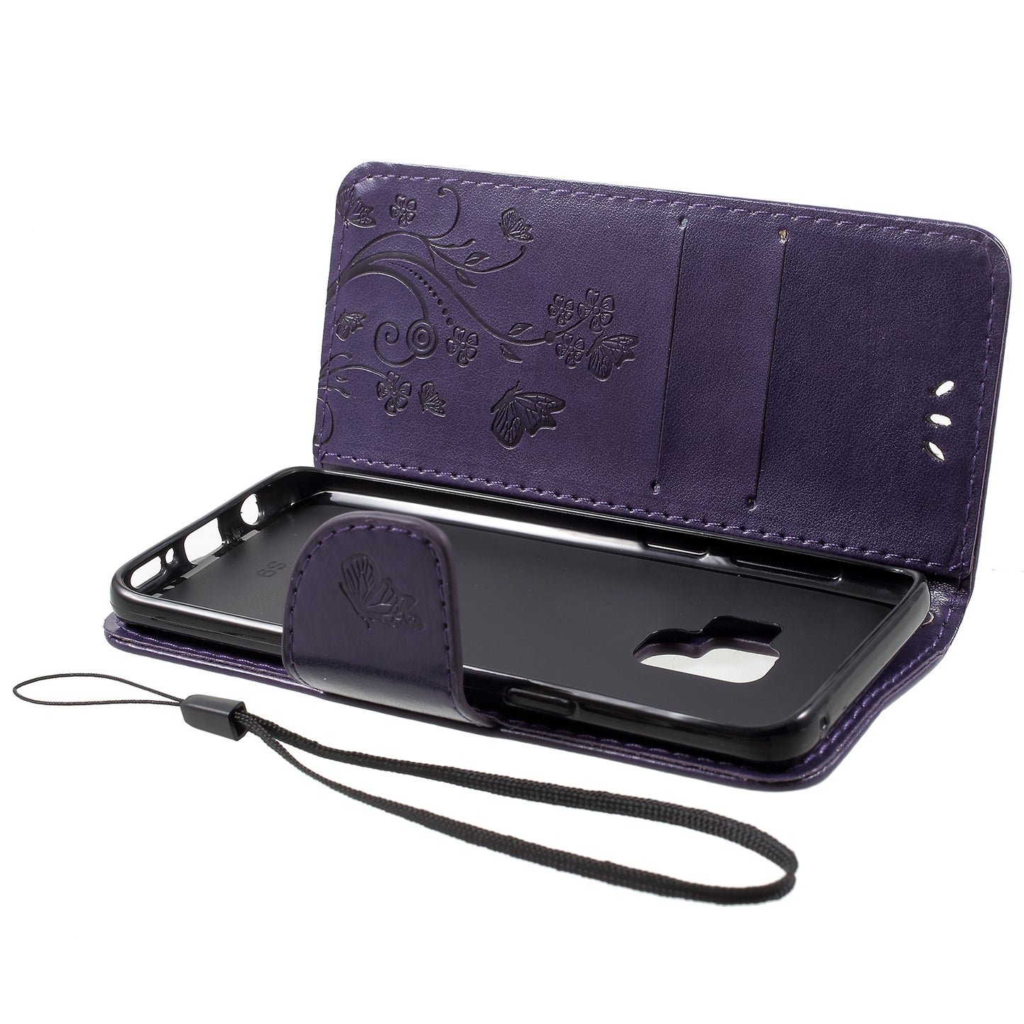 For Samsung Galaxy S9 G960 Imprint Butterfly and Flower Flip Leather Wallet Case