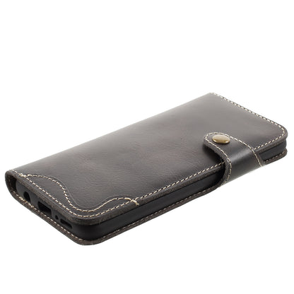 Retro Style Oil Wax Genuine Leather Cover for Samsung Galaxy S9 G960 with Folio Wallet Design