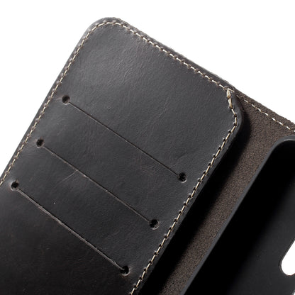 Retro Style Oil Wax Genuine Leather Cover for Samsung Galaxy S9 G960 with Folio Wallet Design