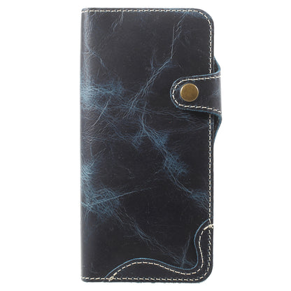 Retro Style Oil Wax Genuine Leather Cover for Samsung Galaxy S9 G960 with Folio Wallet Design
