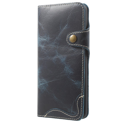 Retro Style Oil Wax Genuine Leather Cover for Samsung Galaxy S9 G960 with Folio Wallet Design