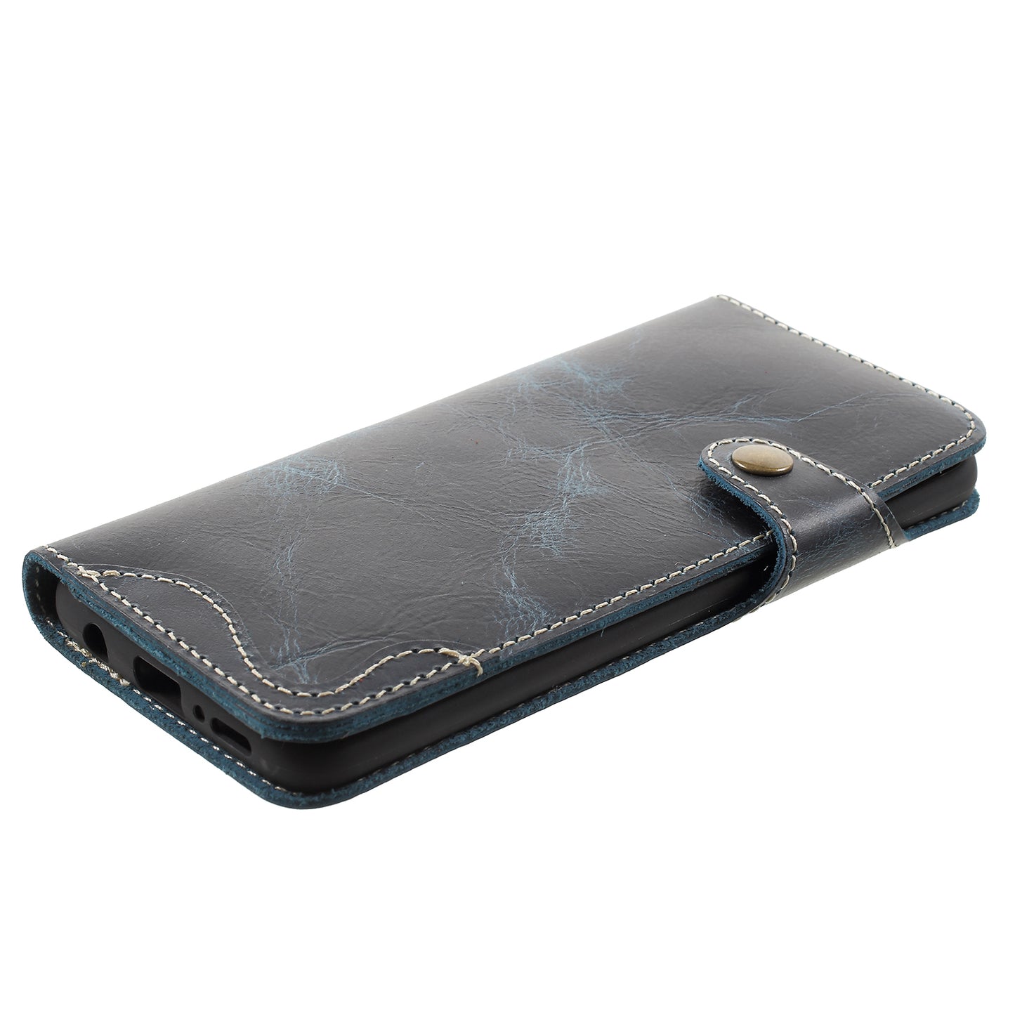 Retro Style Oil Wax Genuine Leather Cover for Samsung Galaxy S9 G960 with Folio Wallet Design