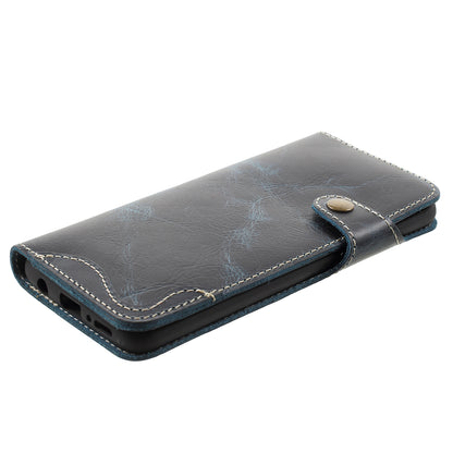 Retro Style Oil Wax Genuine Leather Cover for Samsung Galaxy S9 G960 with Folio Wallet Design