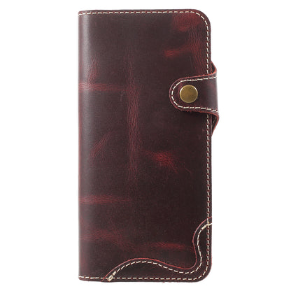 Retro Style Oil Wax Genuine Leather Cover for Samsung Galaxy S9 G960 with Folio Wallet Design