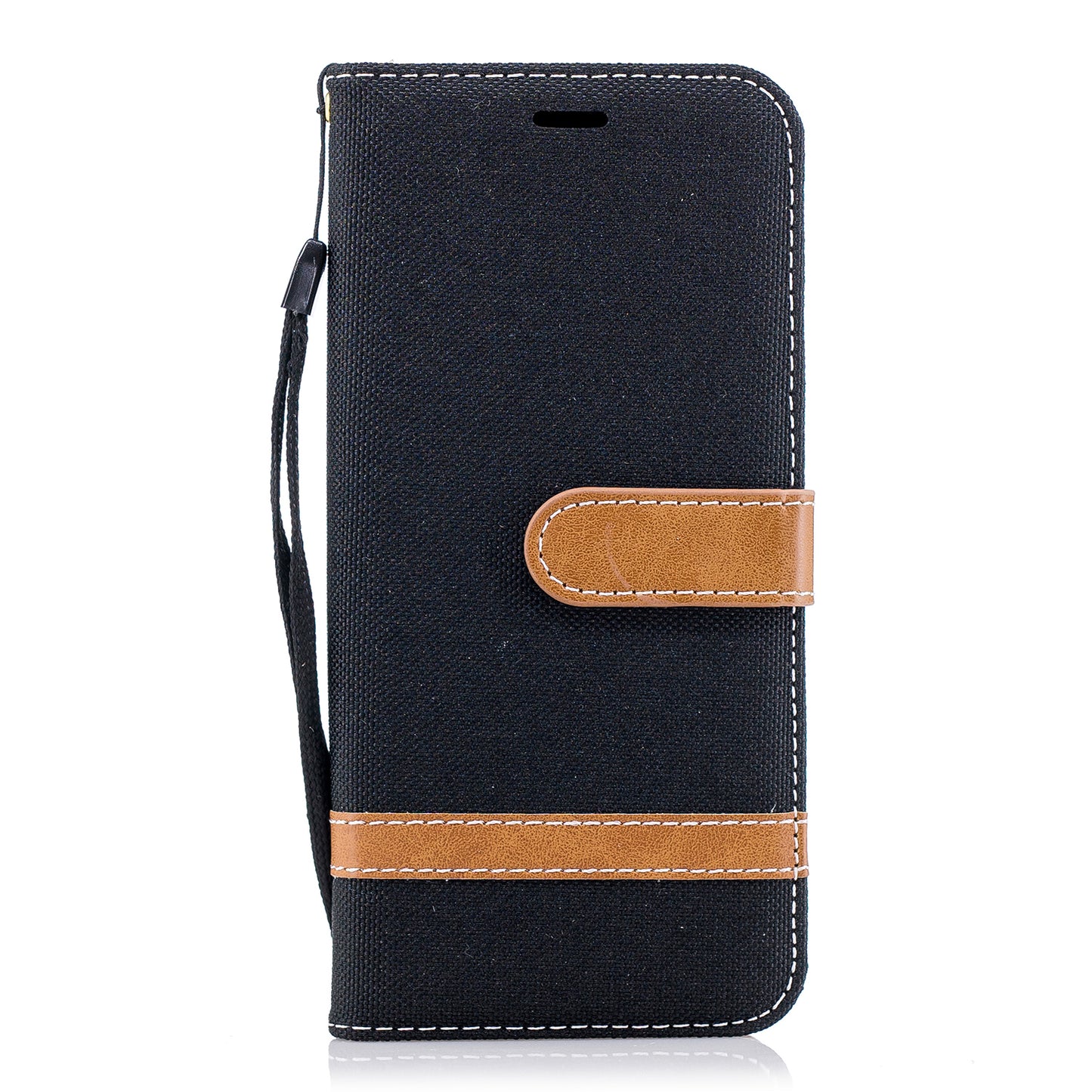 Jeans Cloth Texture Leather Wallet Stand Case with Hand Strap for Samsung Galaxy S9 G960