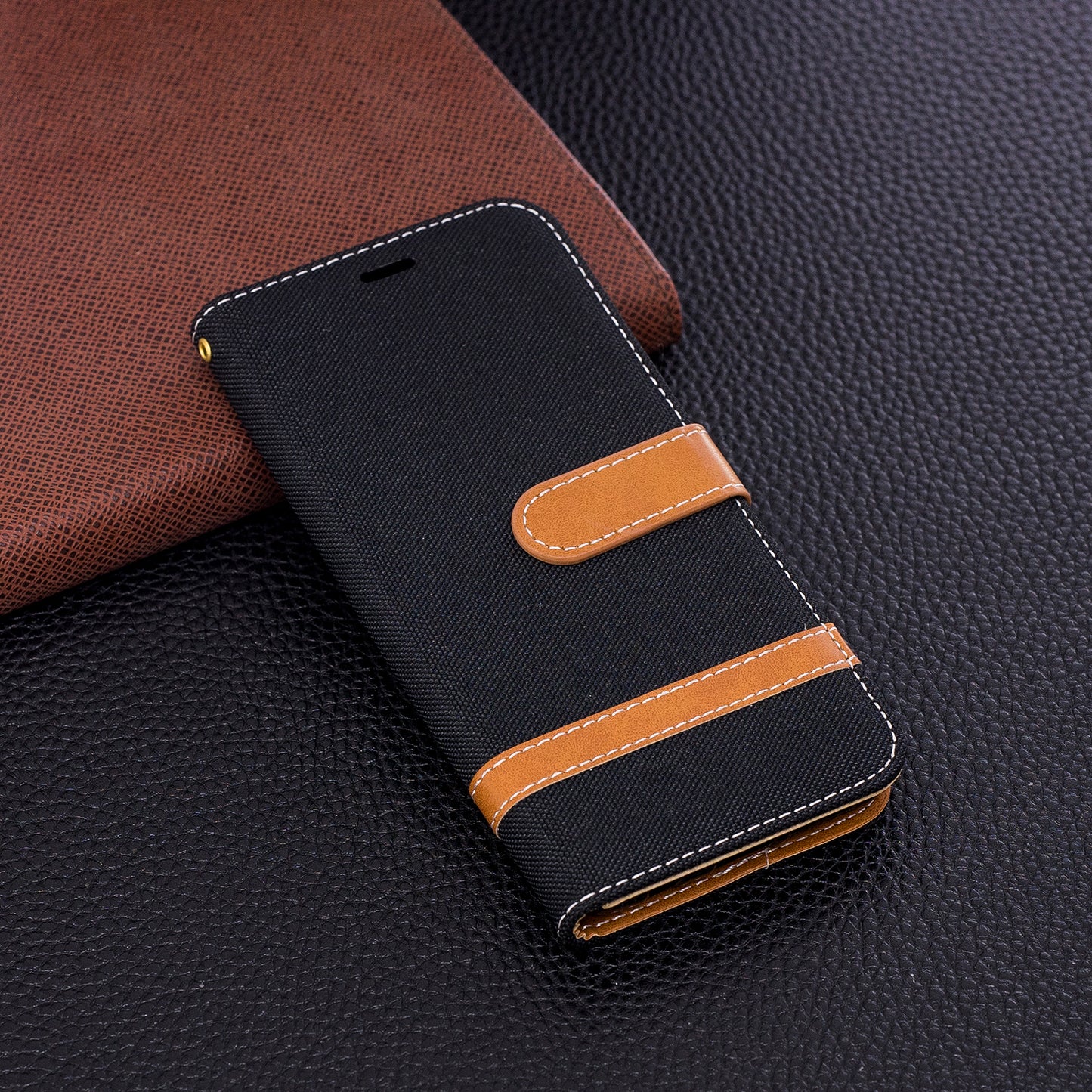 Jeans Cloth Texture Leather Wallet Stand Case with Hand Strap for Samsung Galaxy S9 G960