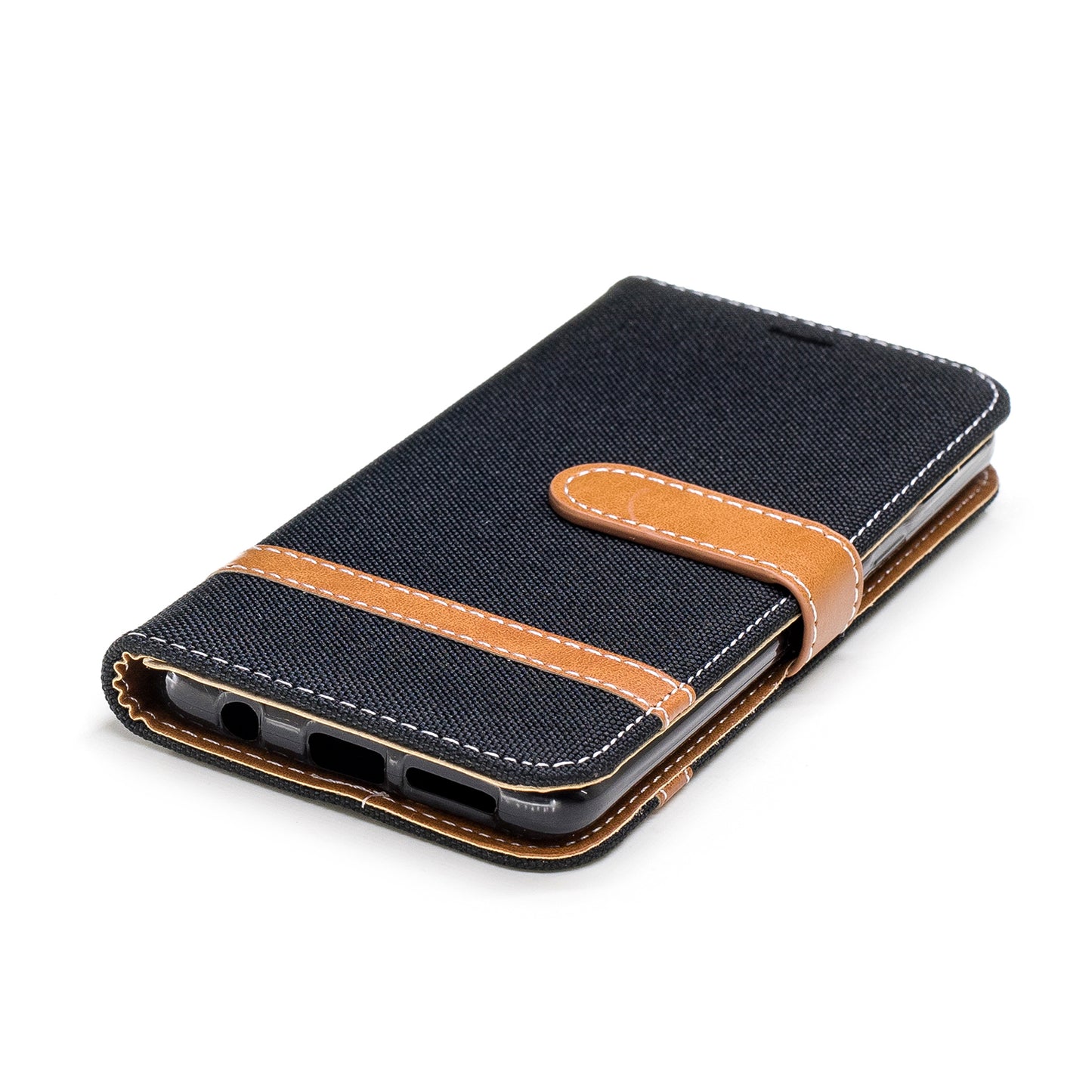 Jeans Cloth Texture Leather Wallet Stand Case with Hand Strap for Samsung Galaxy S9 G960