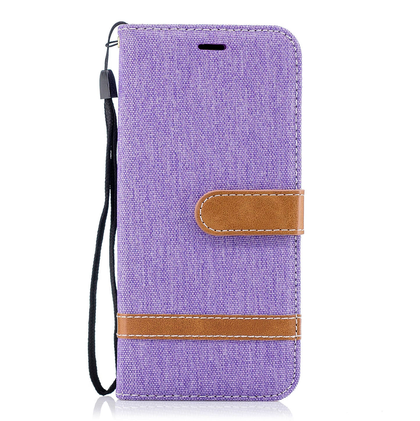 Jeans Cloth Texture Leather Wallet Stand Case with Hand Strap for Samsung Galaxy S9 G960