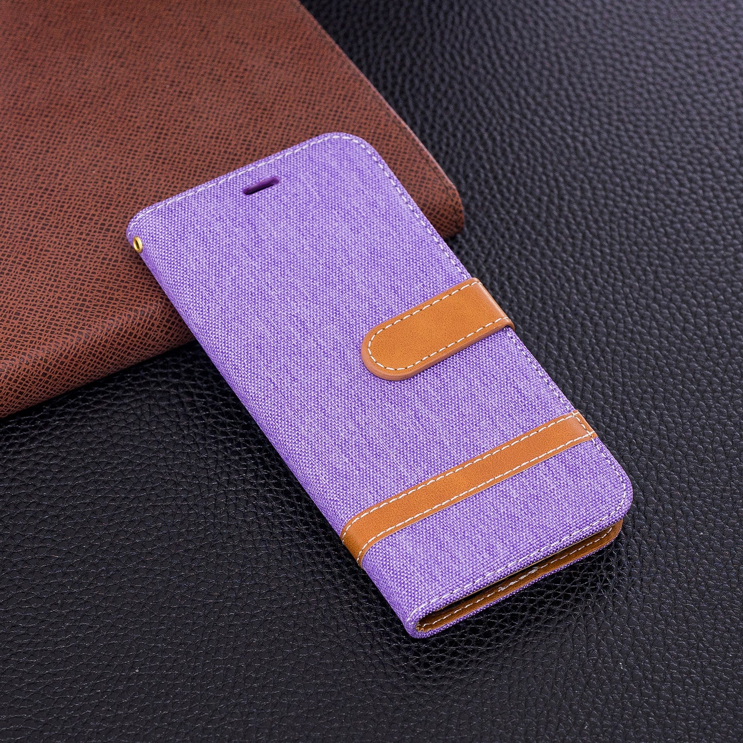 Jeans Cloth Texture Leather Wallet Stand Case with Hand Strap for Samsung Galaxy S9 G960