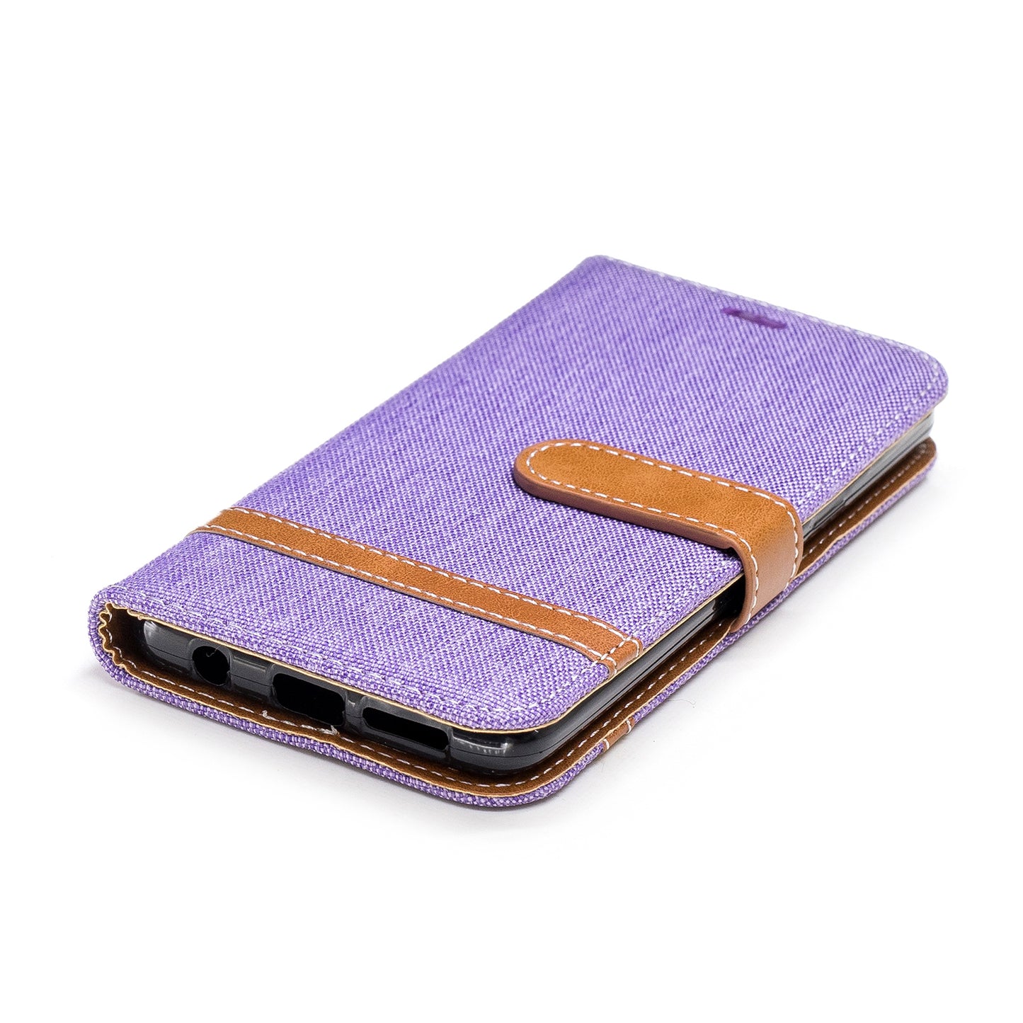 Jeans Cloth Texture Leather Wallet Stand Case with Hand Strap for Samsung Galaxy S9 G960