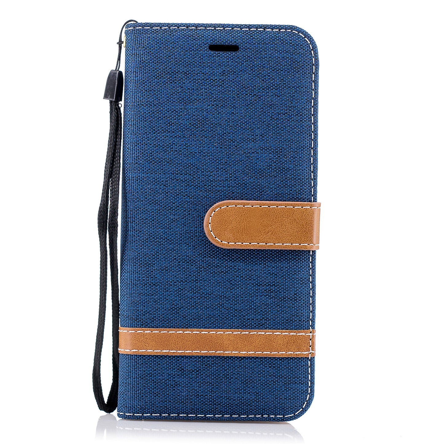 Jeans Cloth Texture Leather Wallet Stand Case with Hand Strap for Samsung Galaxy S9 G960