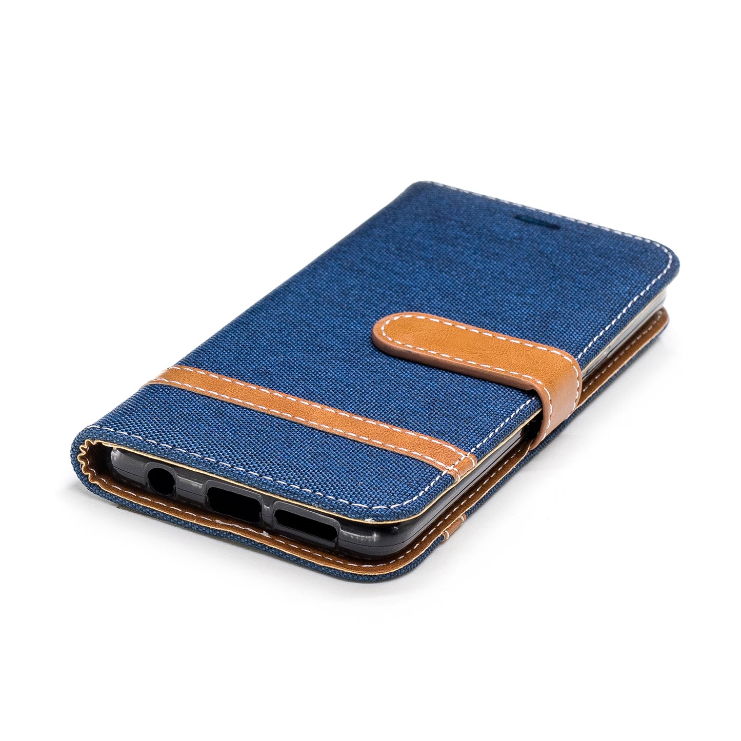 Jeans Cloth Texture Leather Wallet Stand Case with Hand Strap for Samsung Galaxy S9 G960